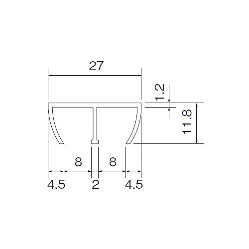 アルミ 5㍉面打ハカマ上レール ブロンズ1820 商品画像2