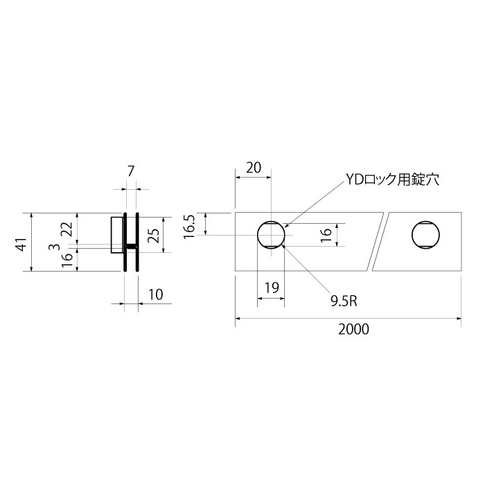 ステン 40㍉Hハカマ HL 小判穴明 6x2000 商品画像2